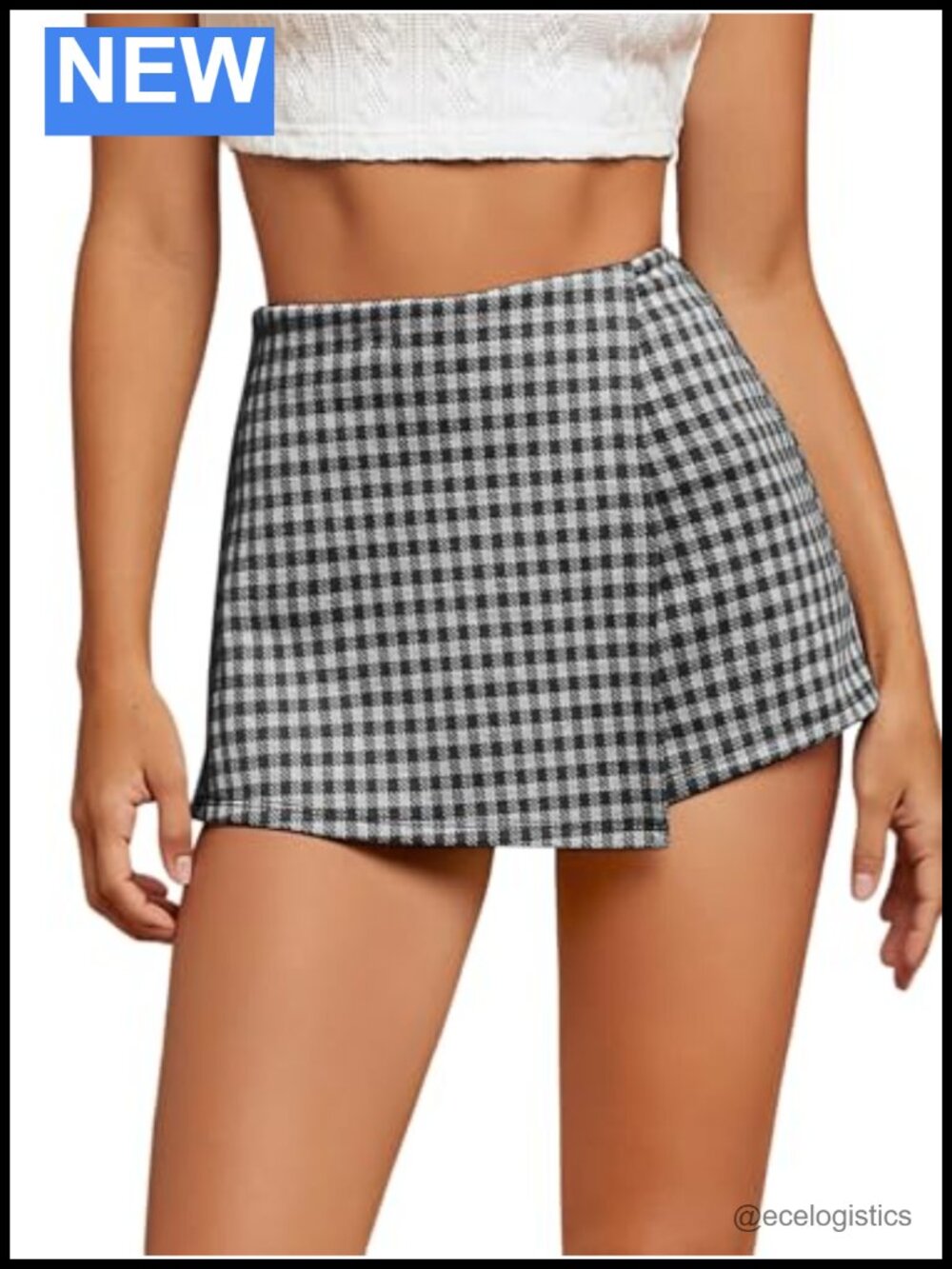 Plaid High Waisted Asymmetrical Wrap Skort Mini A-Line